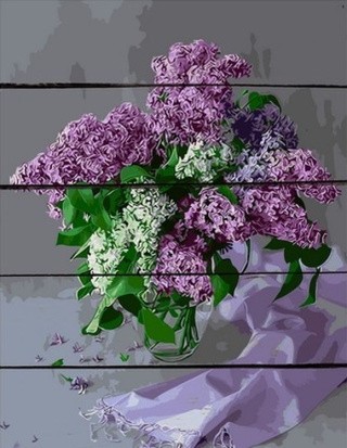 Картина по номерам по дереву RADUGA «Сирень в вазе»