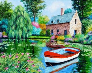 Алмазная вышивка «Дом у пруда» Алмазная вышивка «Дом у пруда»