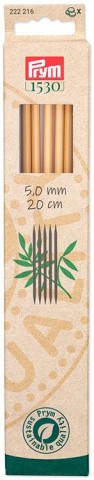 Спицы чулочные Prym 5 мм, 20 см, бамбук, натуральный Спицы чулочные Prym 5 мм, 20 см, бамбук, натуральный