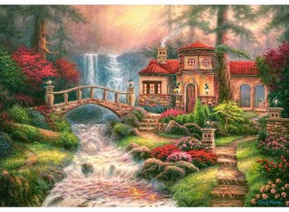 Пазлы «Дом у водопада»