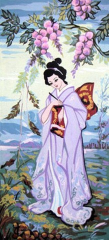 Рисунок на ткани «Японка»
