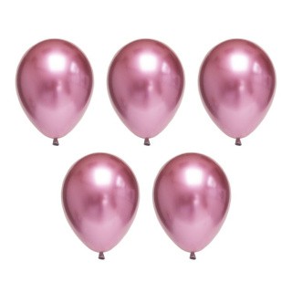 Набор воздушных шаров, 30 см, цвет: хром металлик розовый, 5 шт., BOOMZEE