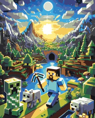 Картина по номерам «Игра Майнкрафт Minecraft: Стив и крипер» Картина по номерам «Игра Майнкрафт Minecraft: Стив и крипер»