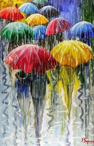 Алмазная вышивка «Люди под зонтом» Алмазная вышивка «Люди под зонтом»