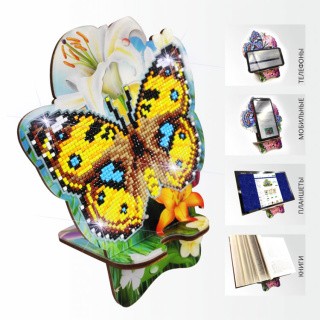 Подставка под мобильный телефон «Бабочка и лилии»