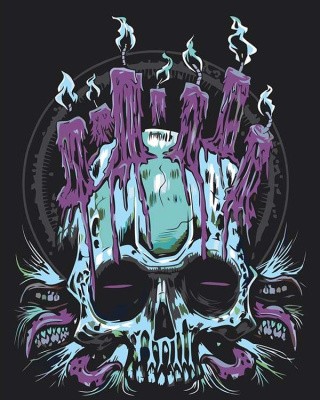 Картина по номерам «Череп и свечи» Картина по номерам «Череп и свечи»