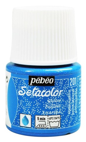 Краска для светлых тканей с микро-глиттером Setacolor PEBEO, цвет: аквамарин, 45 мл