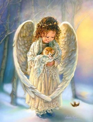 Алмазная вышивка «Ангел c котенком» Алмазная вышивка «Ангел c котенком»