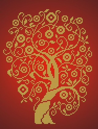 Рисунок на ткани «Дерево изобилия и достатка в золоте»