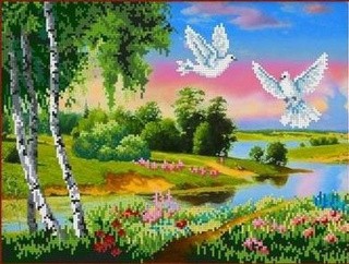 Рисунок на ткани «Русский пейзаж»