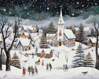 Картина по номерам «Рождество: Звездная ночь в зимнем городе»