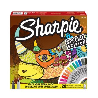 Набор перманентных маркеров  «Носорог», цвета в ассортименте, в упаковке 20 шт., SHARPIE