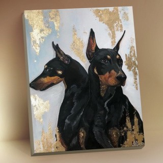 Картина по номерам с поталью «Собаки породы Доберман»