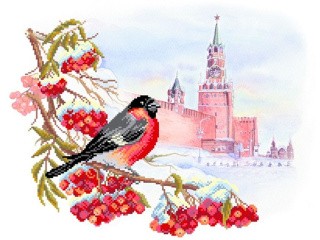 Рисунок на шелке «Московская зима»