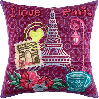 Набор для вышивания подушки «Париж, люблю тебя!», лицевая сторона, Чарівниця