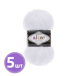 Пряжа ALIZE Mohair classik new (55), ультрабелый, 5 шт. по 100 г Пряжа ALIZE Mohair classik new (55), ультрабелый, 5 шт. по 100 г
