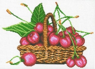 Рисунок на ткани «Корзина с вишнями»