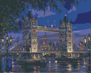 Картина по номерам «Ночной город. Мост»
