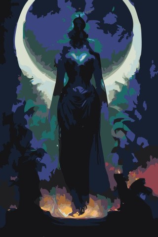 Картина по номерам «Девушка на фоне Луны»