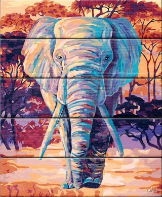 Картина по номерам по дереву Dali «Яркий слон»