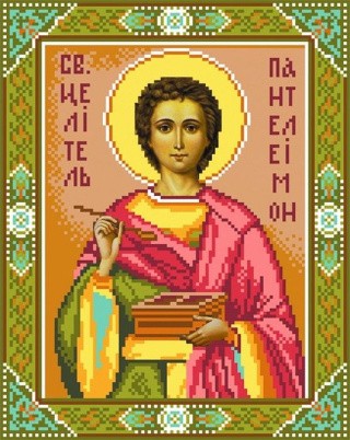 Рисунок на шелке «Святой Пантелеймон»