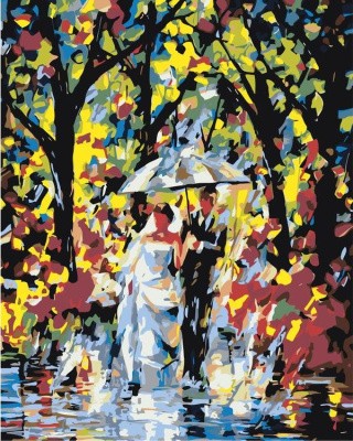 Картина по номерам «Молодожёны под зонтом»