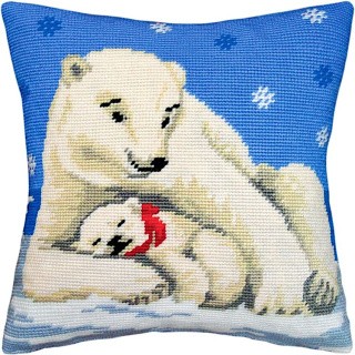 Набор для вышивания подушки «Белые медведи», лицевая сторона, Чарівниця