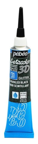 Контур по ткани с микро-глиттером Pebeo Setacolor 3D (черный), 20 мл