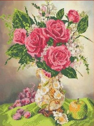 Рисунок на ткани «Роза в вазе»