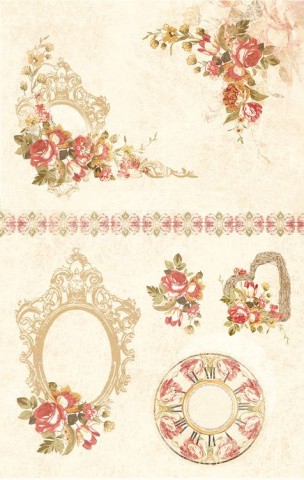 Бумага рисовая «Винтажные розы», 32x22 см Бумага рисовая «Винтажные розы», 32x22 см
