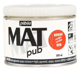 Краска акриловая Pebeo экстра матовая Mat Pub №2 (Красный алый), 500 мл