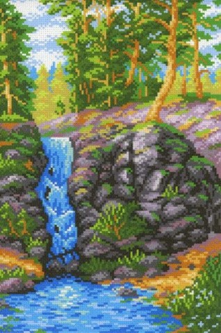 Рисунок на ткани «Лесной водопад»