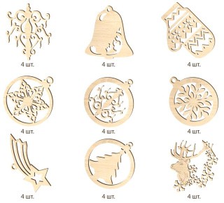 Набор деревянный для творчества «Набор новогодних украшений 1», Lemmo