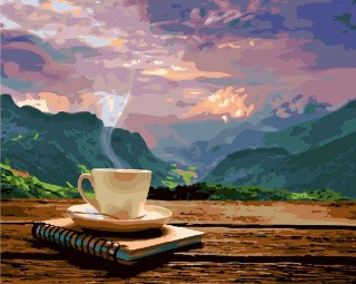 Картина по номерам «Чашка чая в горах»