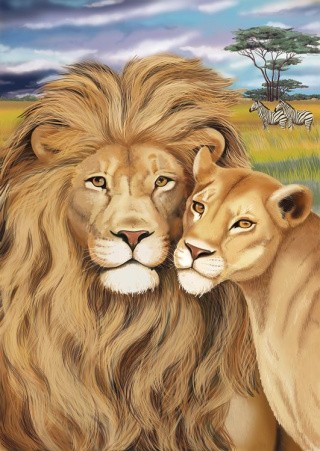 Пазлы «Пара львов»