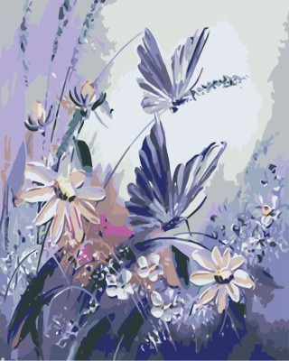 Картина по номерам «Бабочки на цветах»
