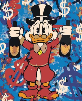 Картина по номерам «Скрудж МакДак с долларами»