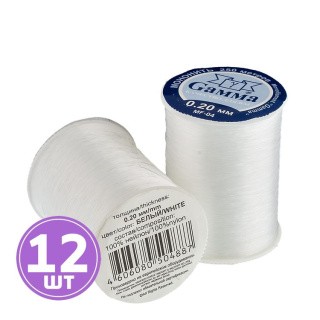 Мононить 0,20 мм, 100% нейлон, цвет белый, 12 шт. по 250 м, Gamma Мононить 0,20 мм, 100% нейлон, цвет белый, 12 шт. по 250 м, Gamma