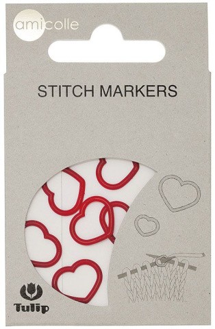Маркер для вязания Amicolle, сердце 5х6,5 мм, пластик, цвет: красный, 10 шт., Tulip