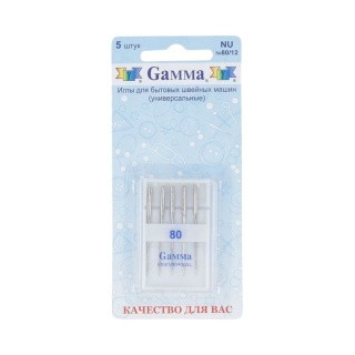 Иглы для бытовых швейных машин, №80, универсальные, Gamma