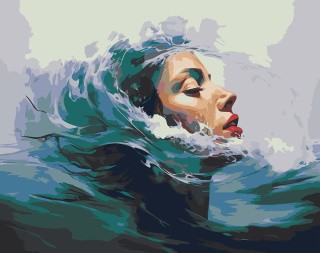 Картина по номерам «Море: Портрет девушки в морских волнах»