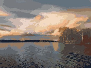 Картина по номерам «Закат на озере»