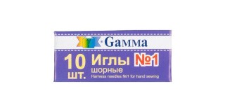 Иглы для шитья ручные №1 шорные 10 шт., Gamma