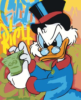Картина по номерам «Скрудж МакДак с долларами 4»