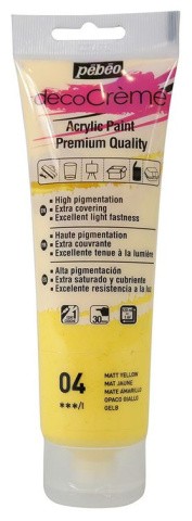 Краска акриловая Pebeo кремовая матовая decoCreme (Желтый), 120 мл