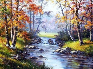 Алмазная вышивка «Лесная река» Алмазная вышивка «Лесная река»