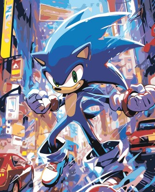 Картина по номерам «Игра Соник Sonic: ёж в городе арт» Картина по номерам «Игра Соник Sonic: ёж в городе арт»