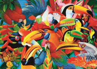 Пазл «Цветные птицы»