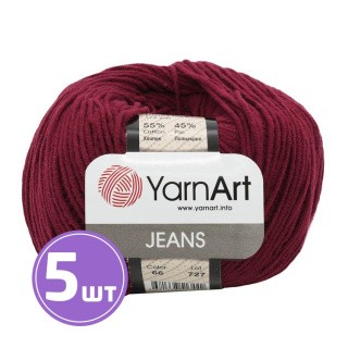 Пряжа YarnArt Jeans (66), винный, 5 шт. по 50 г Пряжа YarnArt Jeans (66), винный, 5 шт. по 50 г