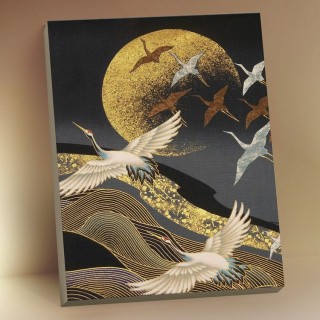 Картина по номерам с поталью «Полет журавлей»